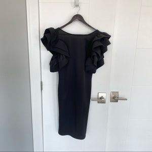 Chelsea Black Dress with Dramatic Ruffle Sleeves